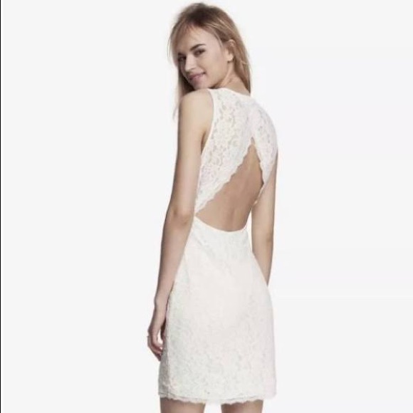 Express Ivory lace backless dress - Picture 2 of 5